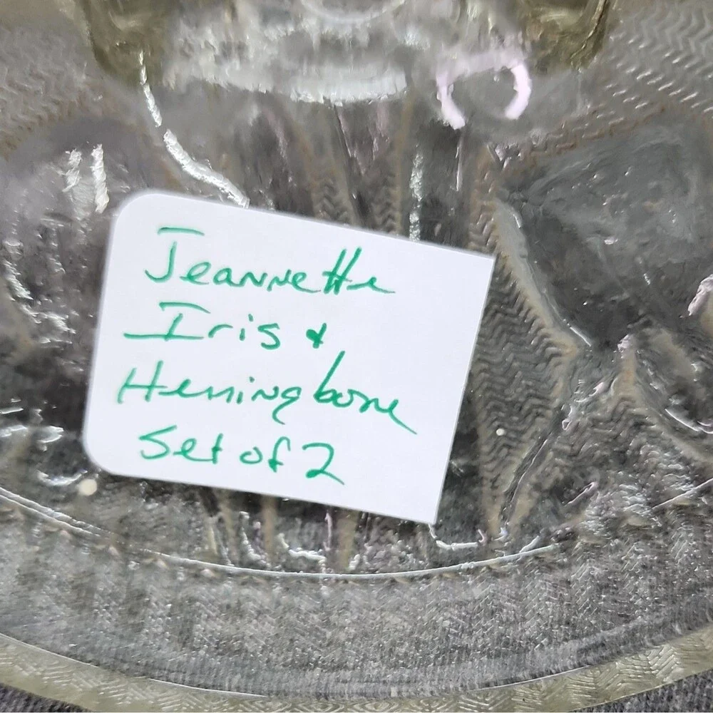 Jeannette Iris & Herringbone Glass Glass Lot Vintage Sherbets and Candle holders